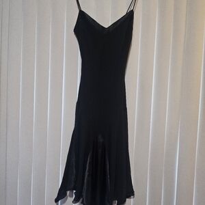 Black Midi Slip Dress with Spaghetti Straps